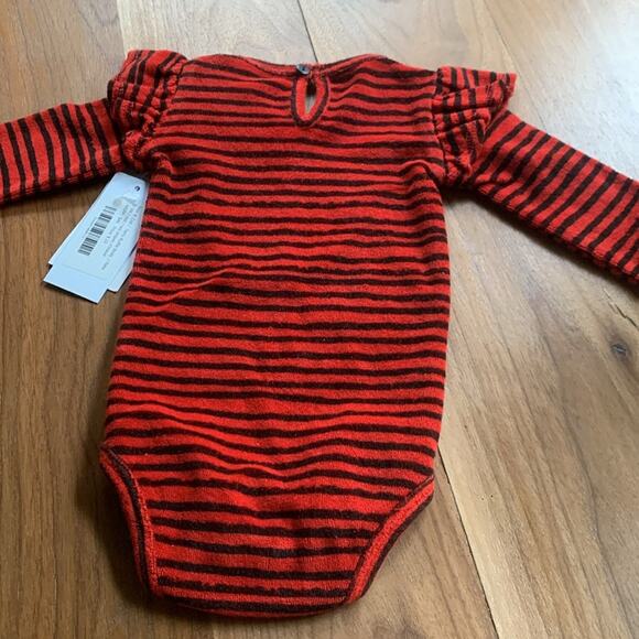 Noe & Zoe Terry Ruffle Body Onesie Red Stripes Size 0-3M NWT - Picture 7 of 8